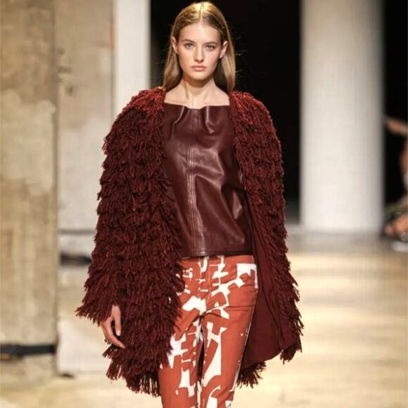 Isabel Marant Abella Red Fringe Jacket - Spring 2015 Runway Collection - Picture 1 of 8